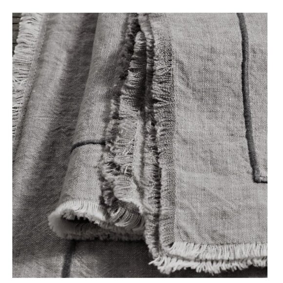 Restoration Hardware Frayed Edge Belgian Linen Dinner Napkins in Grey - Picture 2 of 9